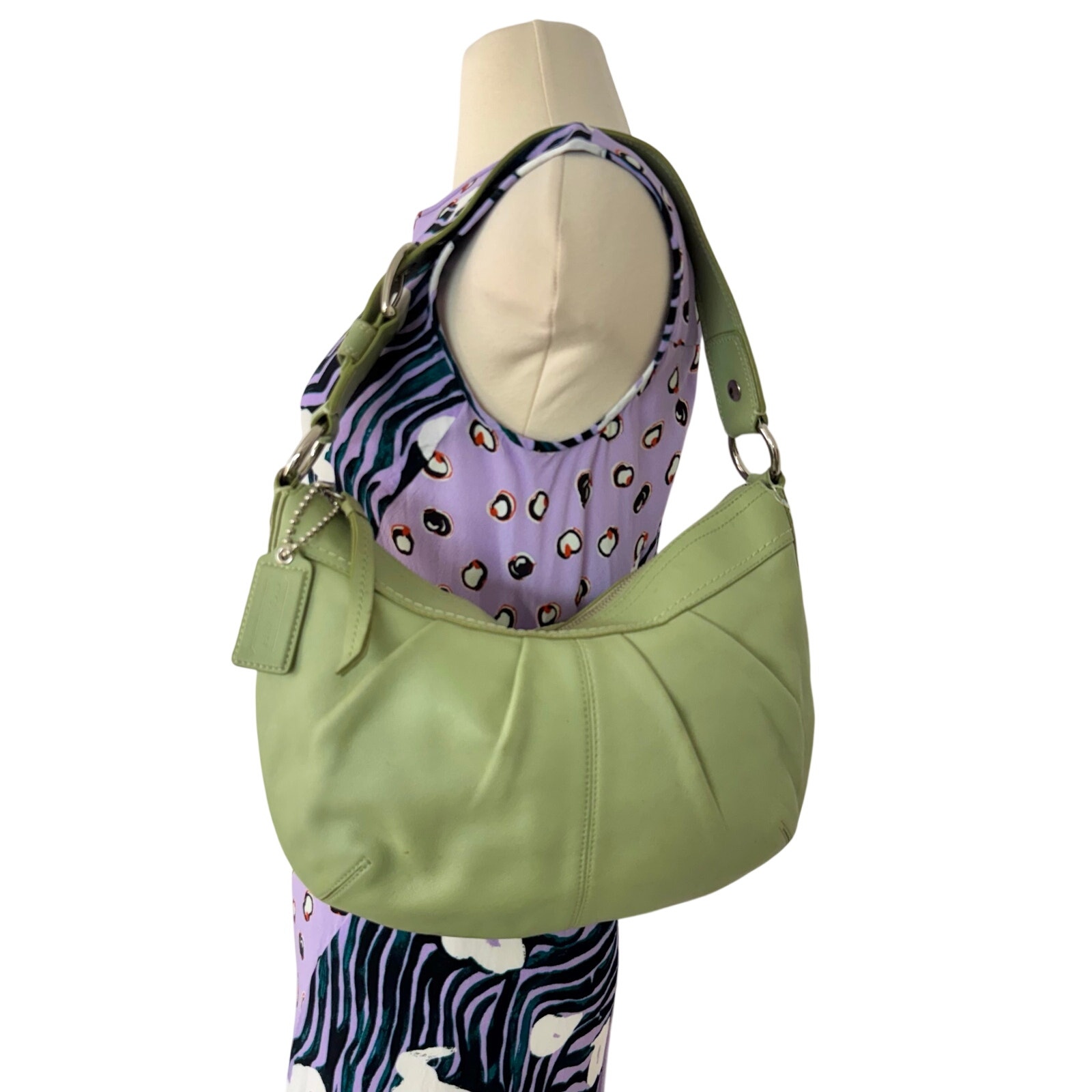 Coach Soho Pleated Leather Shoulder Bag Lime Mint Green F13730